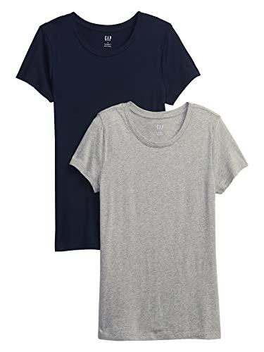gap womens 2-pack crewneck favorite tee t-shirt, navy uniform, xx-large us