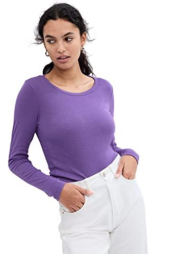 gap womens favorite long sleeve crew neck t-shirt shirt, deep hydrangea, x-small us