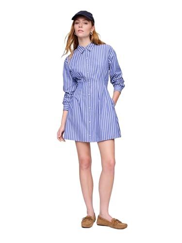 gap womens fit and flare mini shirtdress blue stripe m