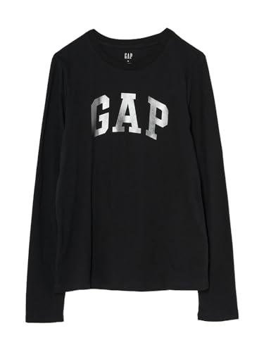 gap womens long sleeve logo tee true black l