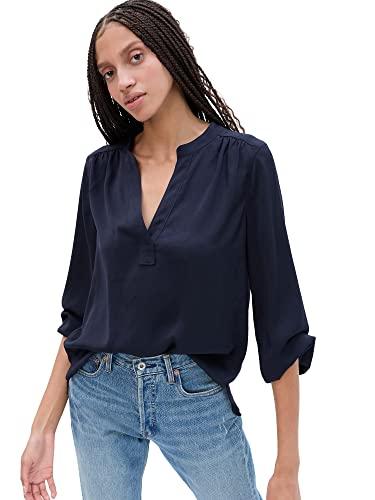 gap womens long sleeve vneck top navy uniform xs