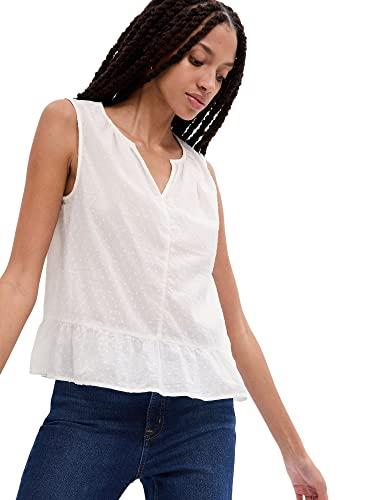 gap womens short sleeve peplum shirt new off white l