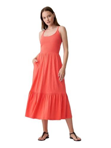 gap womens smocked midi dress fire coral l
