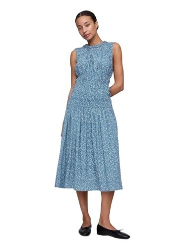 gap womens smocked midi dress light blue floral s