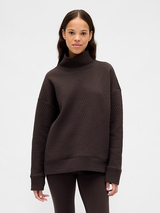gapfit quilted jacquard knit funnel-neck pullover
