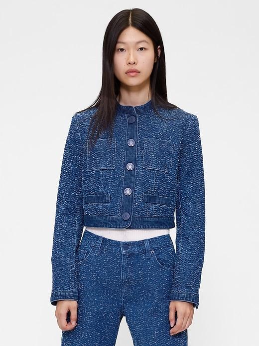 gapstudio denim tweed crop jacket
