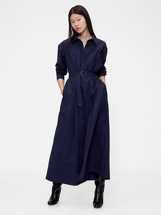 gapstudio poplin belted maxi shirtdress