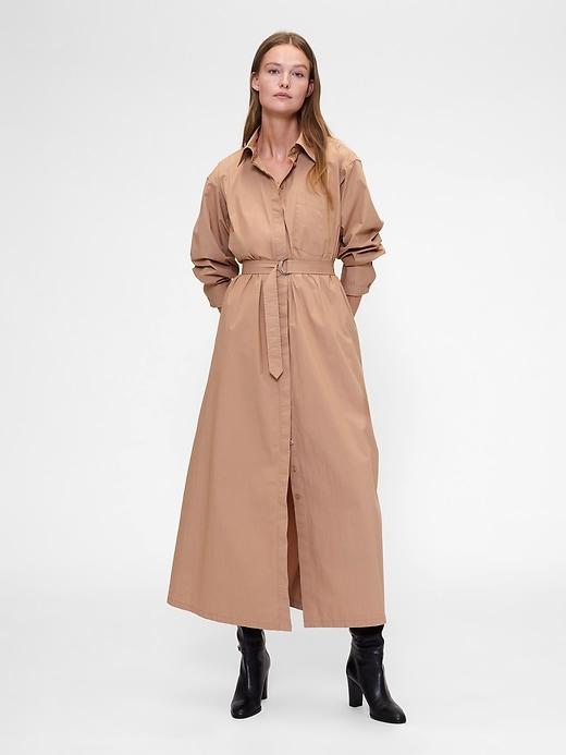 gapstudio poplin belted maxi shirtdress