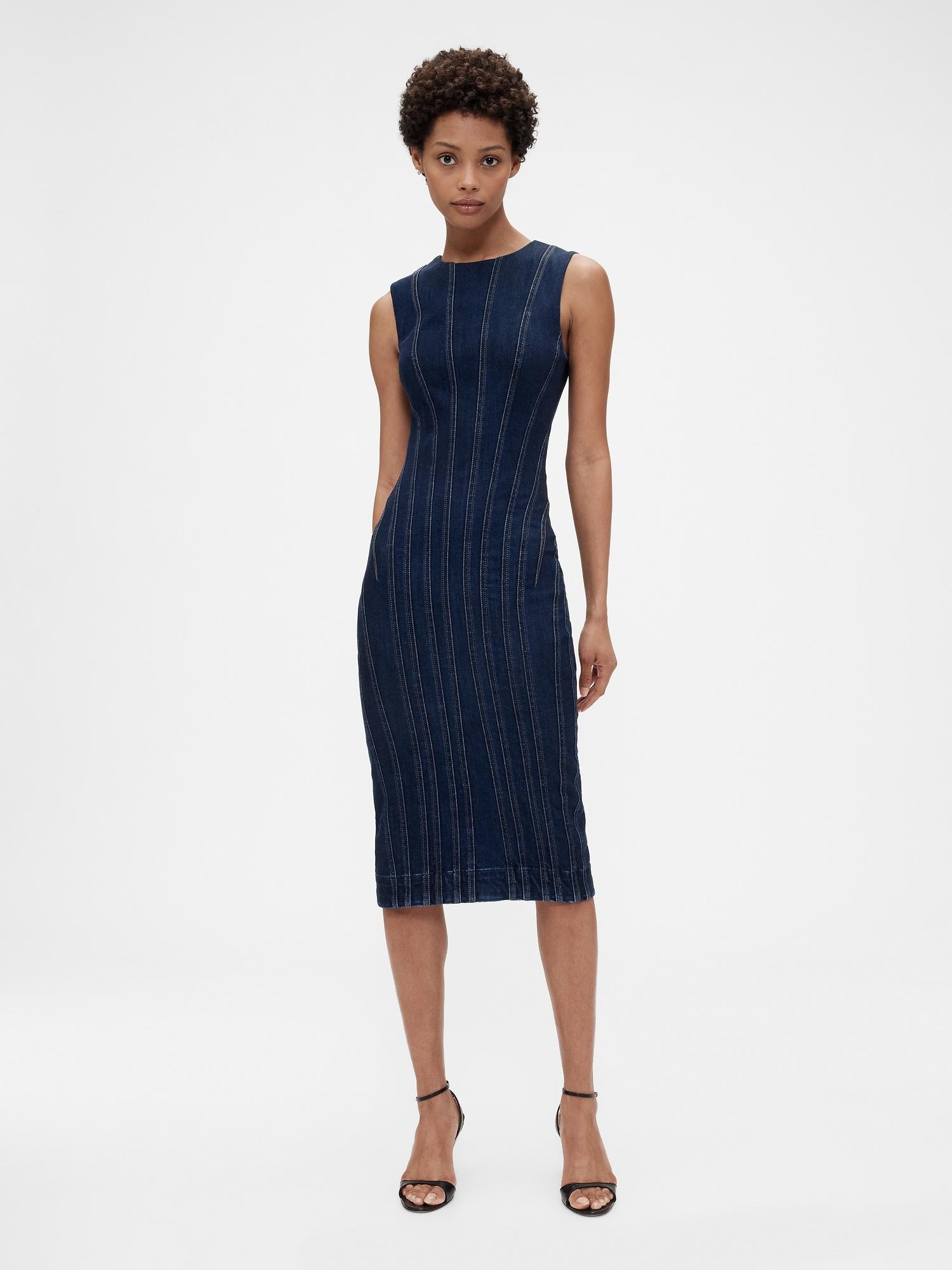 gapstudio seamed denim midi dress
