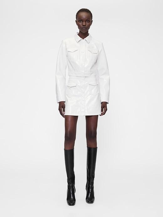 gapstudio vegan patent leather mini skirt