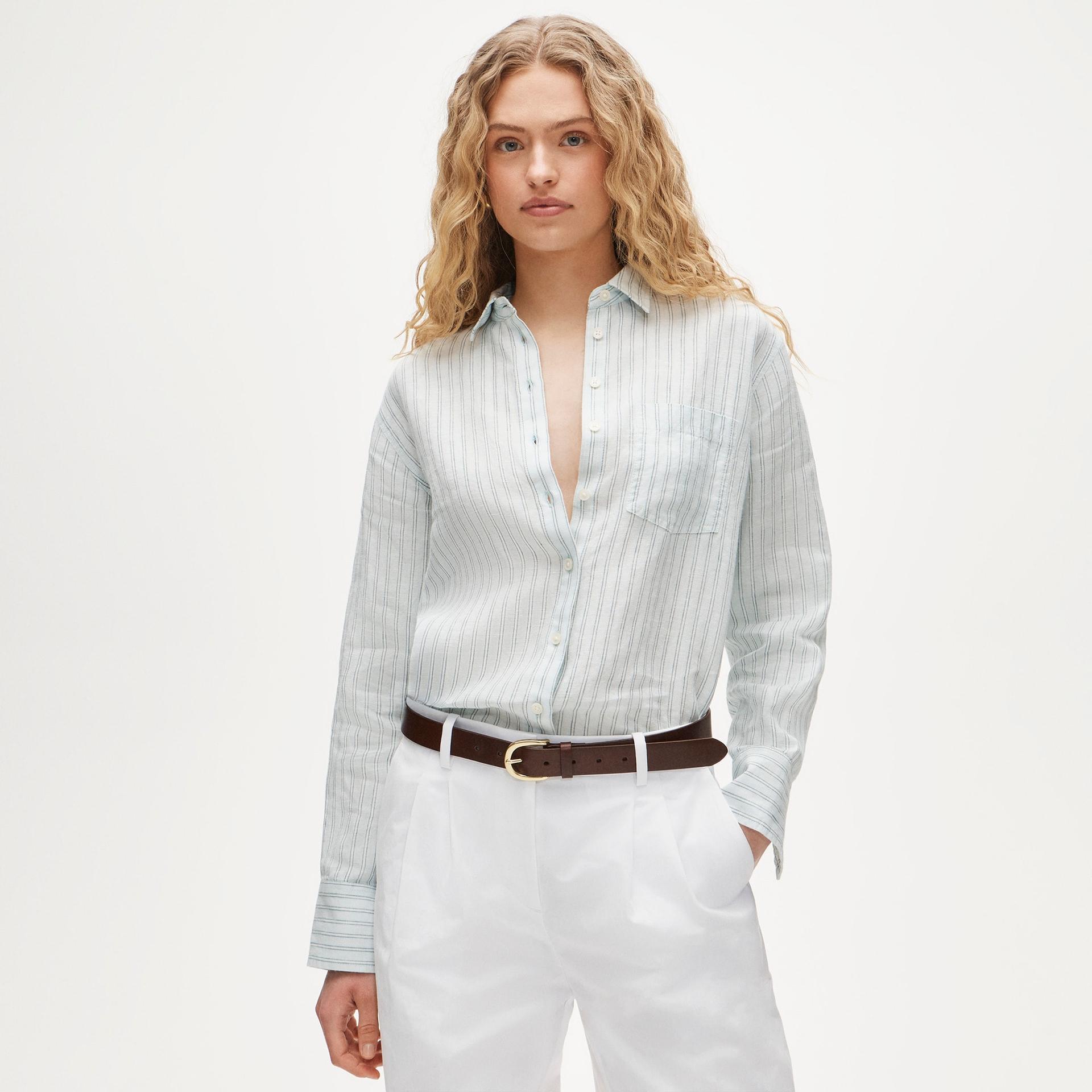 gar&ccedil;on classic shirt in striped linen
