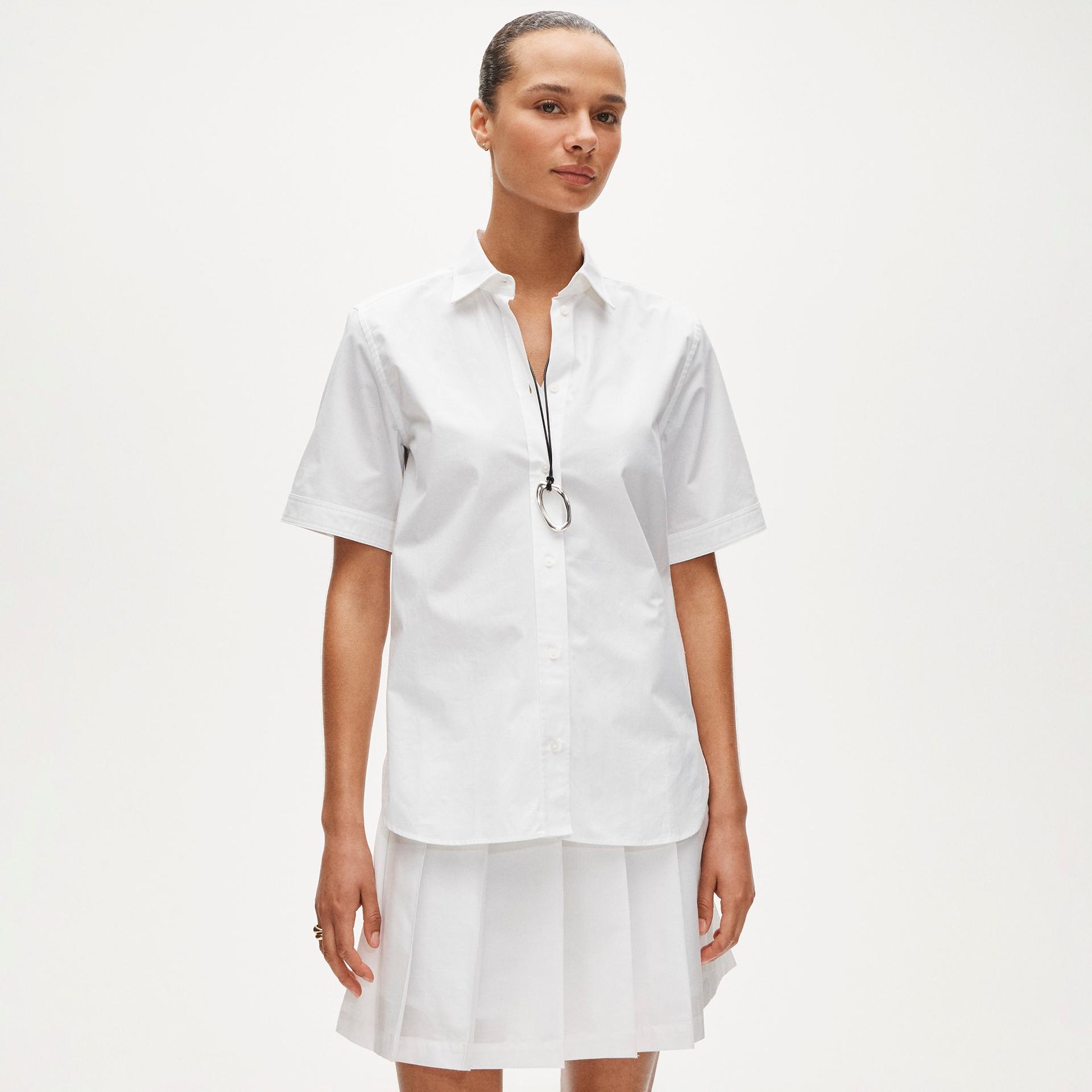 gar&ccedil;on short-sleeve shirt in striped cotton poplin