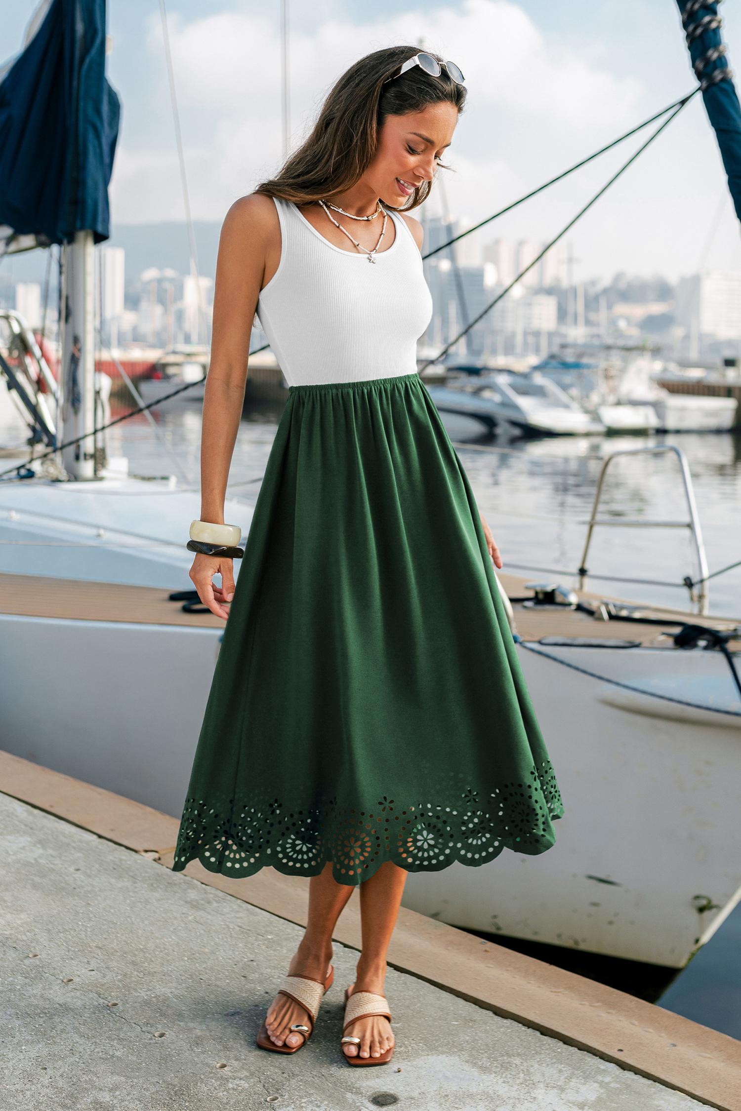 garden party two-toned midi dress - l