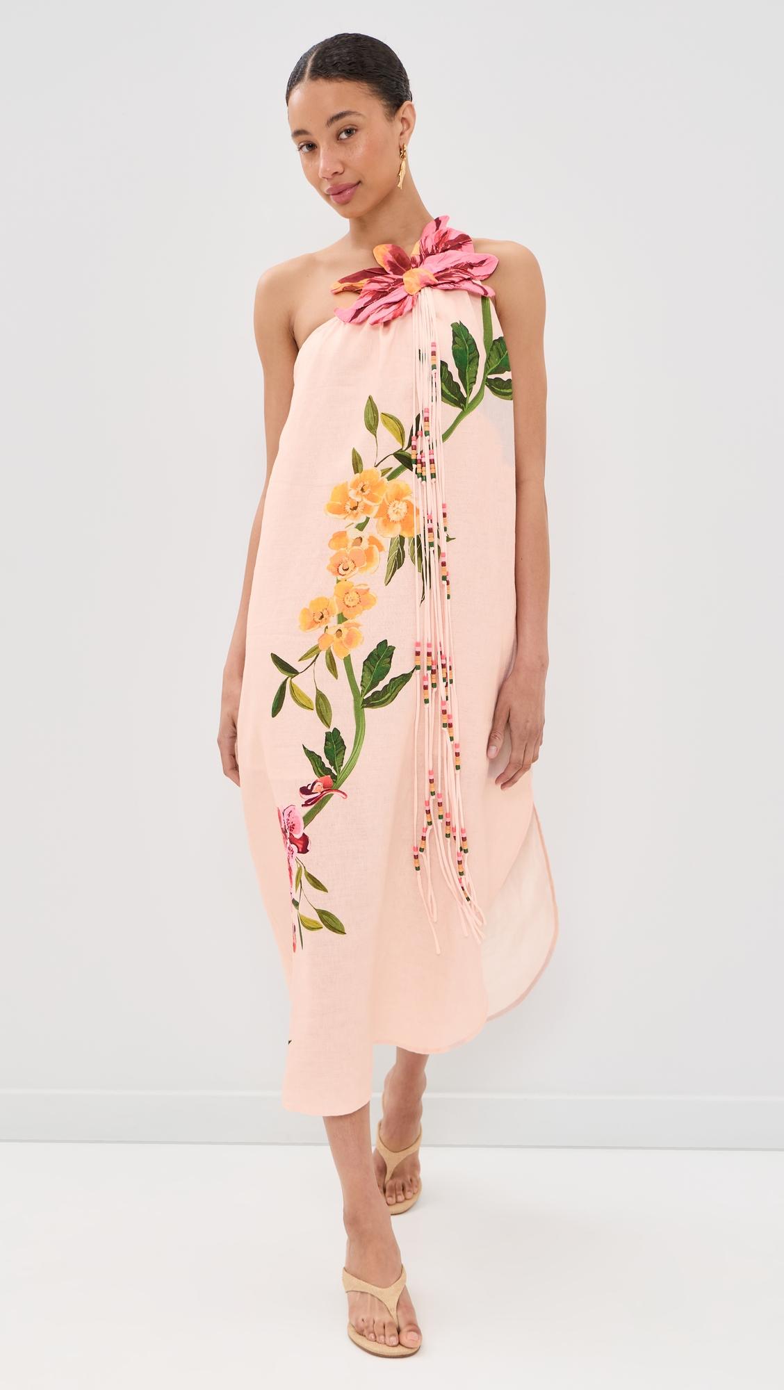 garden terrace pink one shoulder maxi dress