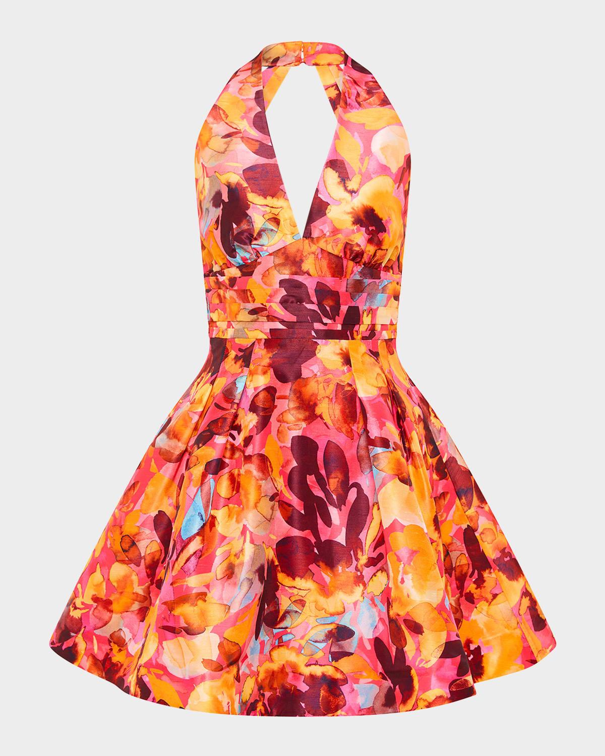 gardenia pleated fit-&-flare mini dress