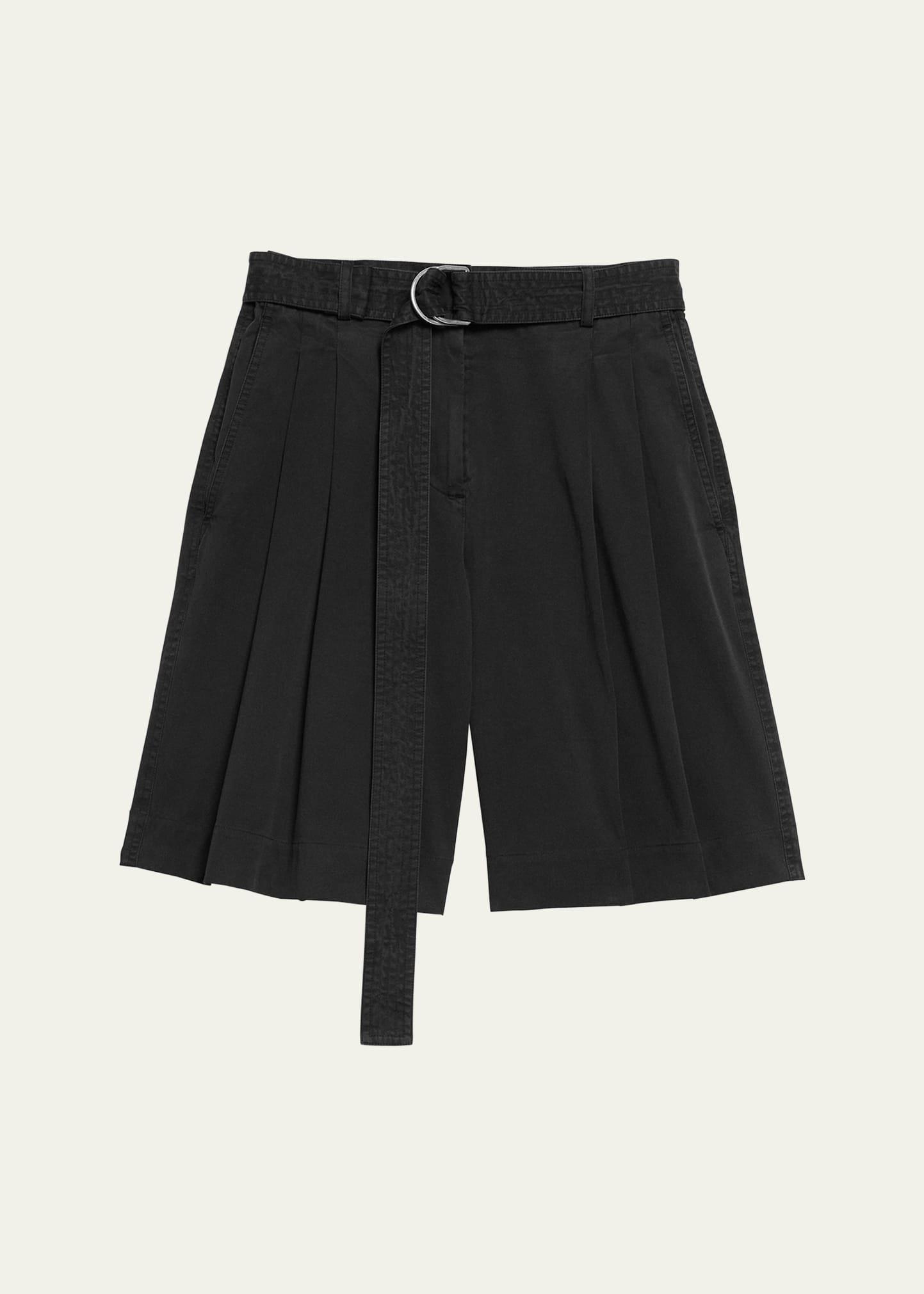 garment dyed double-pleated shorts