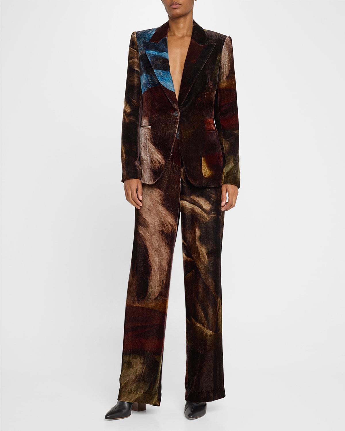 gates abstract-print velvet pants