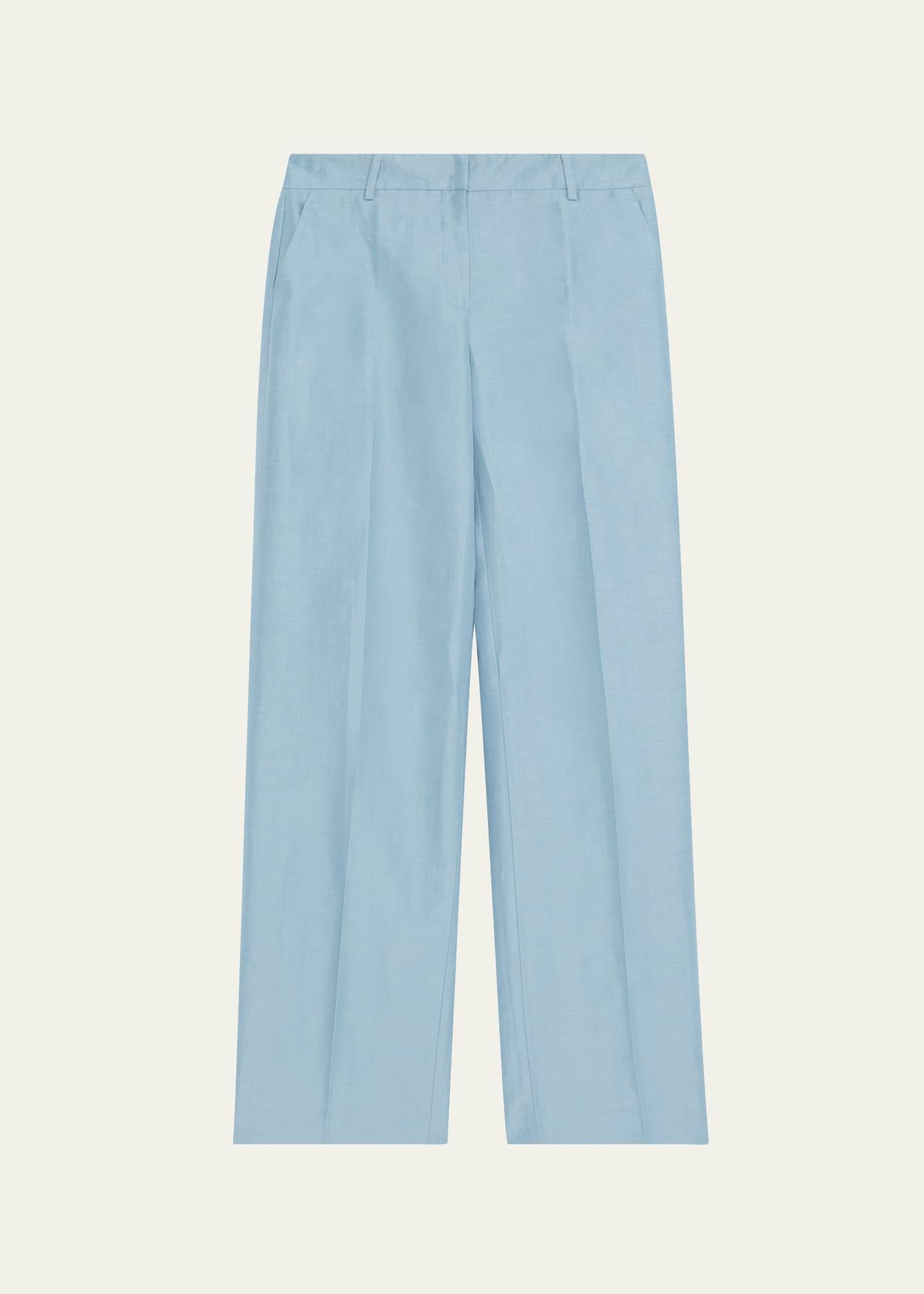 gates high-rise straight-leg linen-blend pants