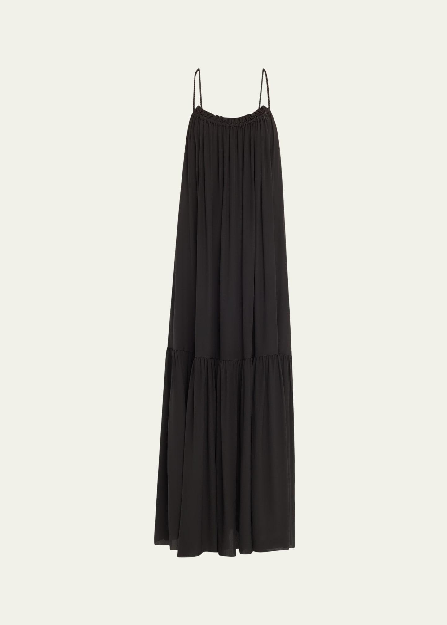 gathered backless maxi dress