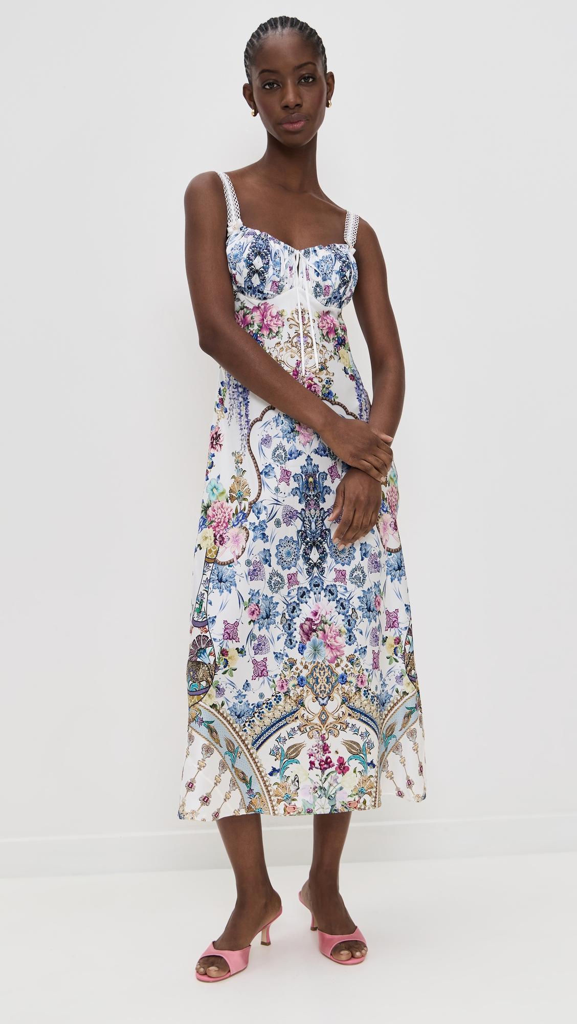 gathered bodice bias dress