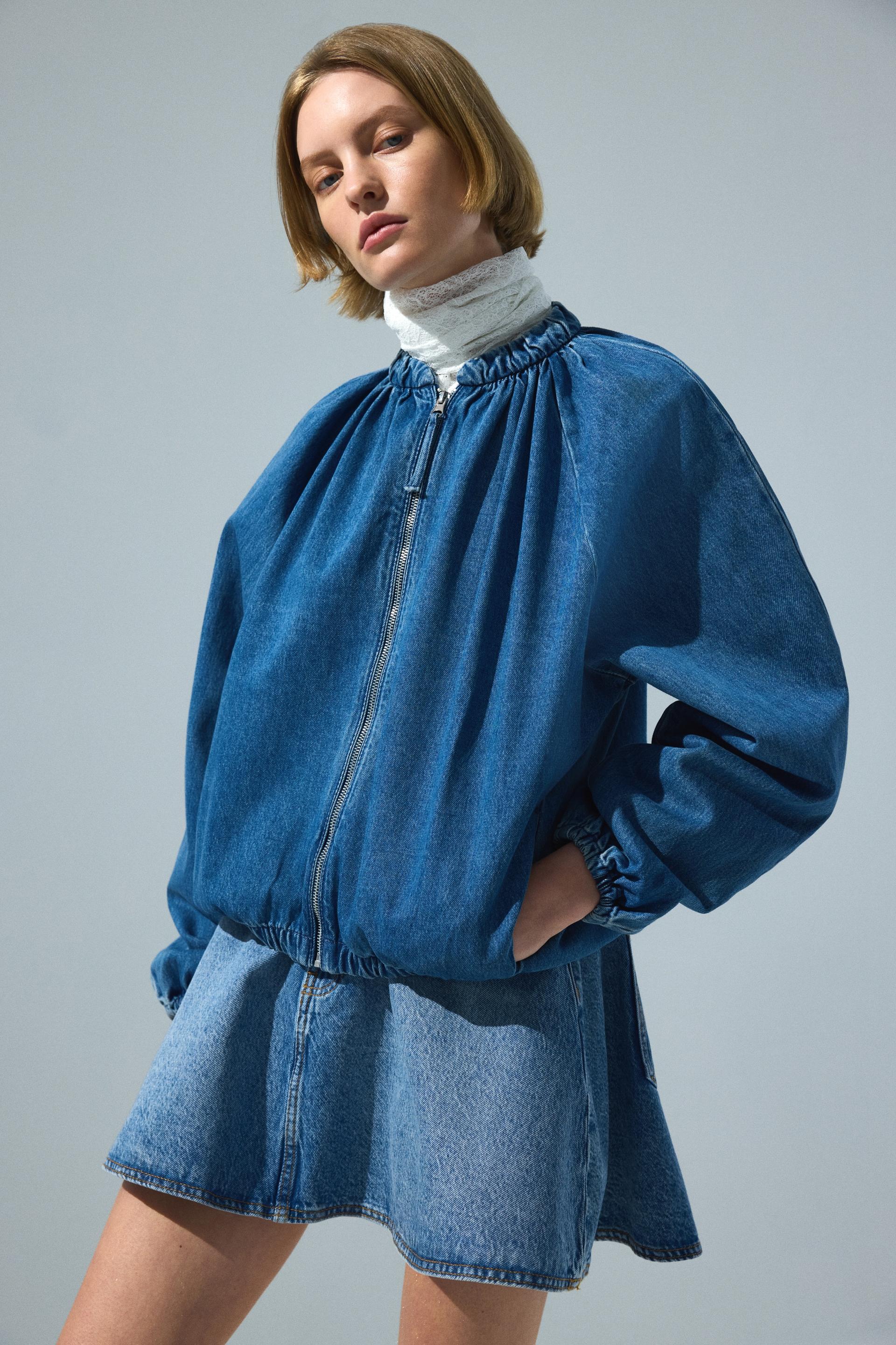 gathered bomber jacket