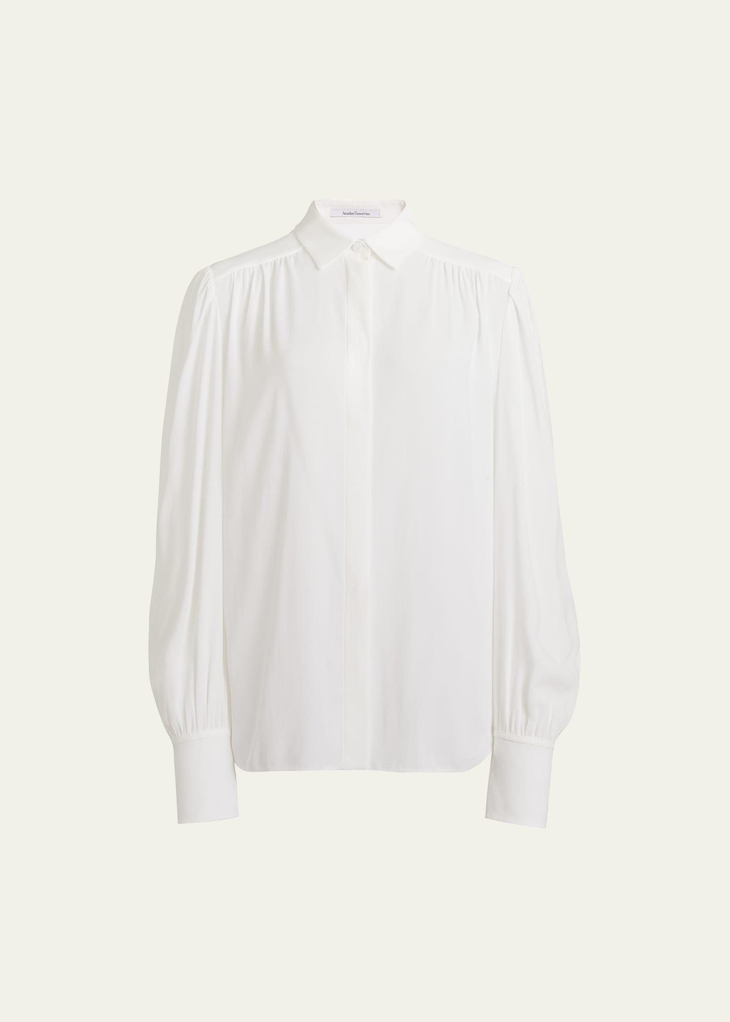 gathered button-front blouse
