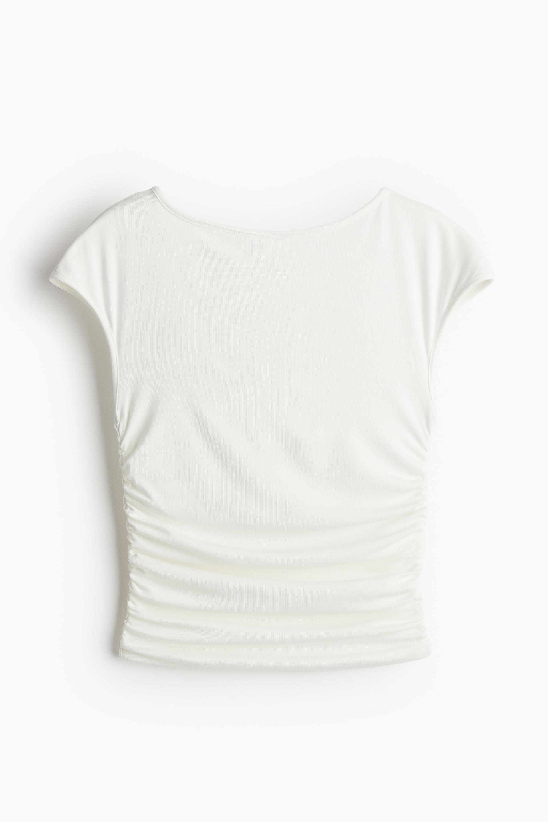 gathered cap-sleeved top