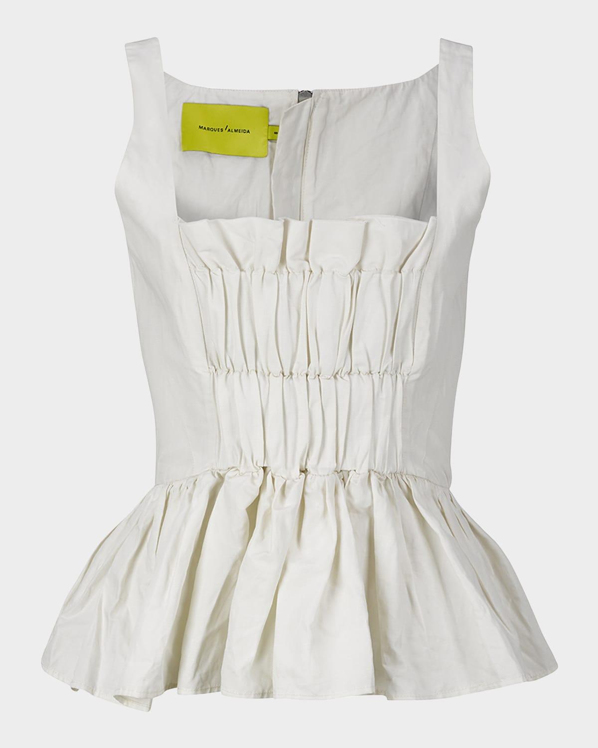 gathered cotton peplum top