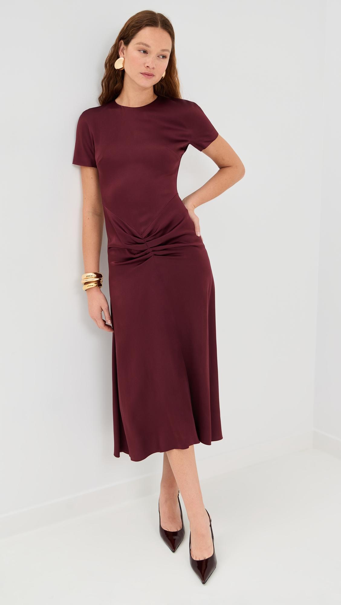 gathered detail t-shirt midi dress