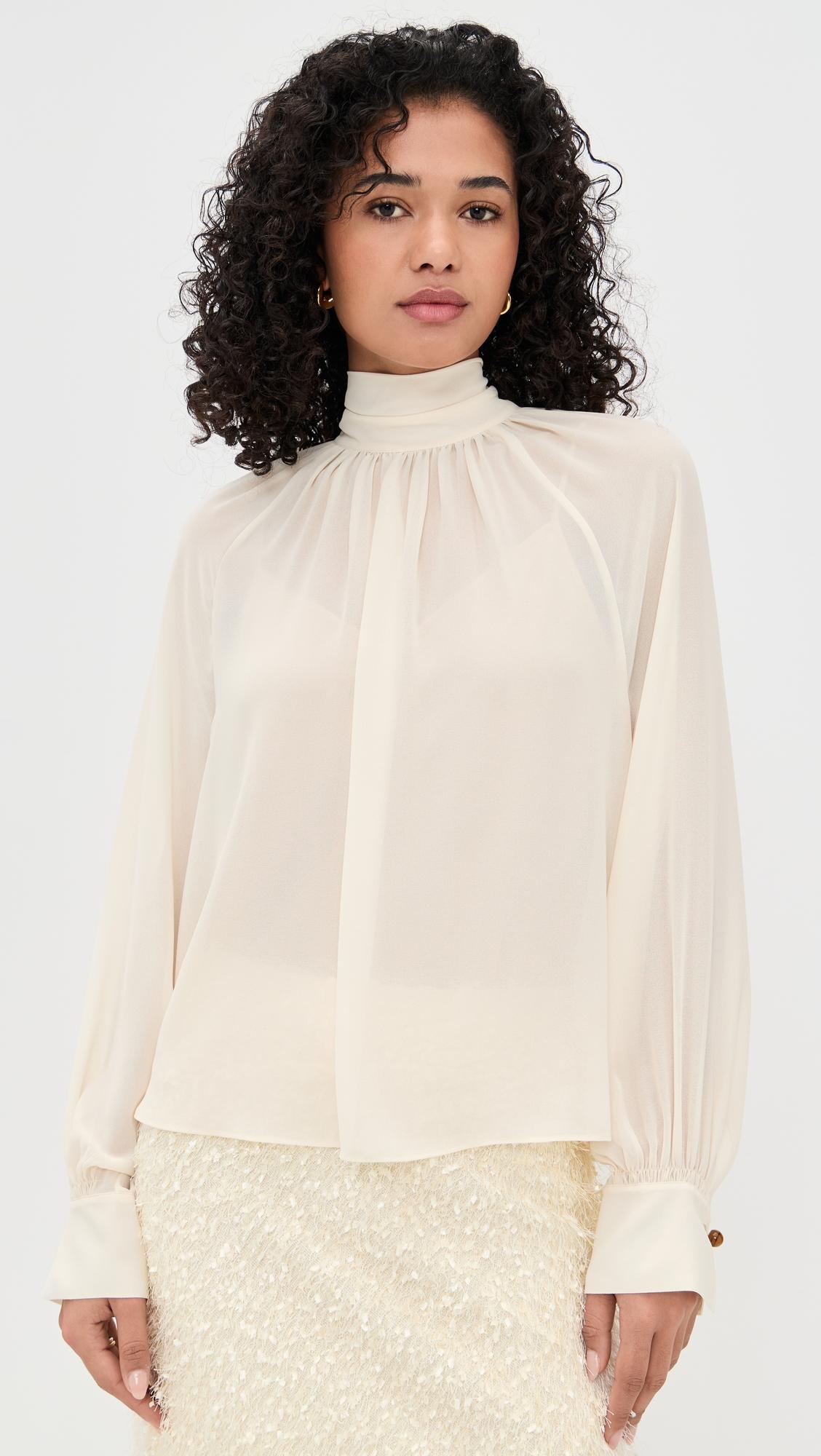gathered draped neck blouse