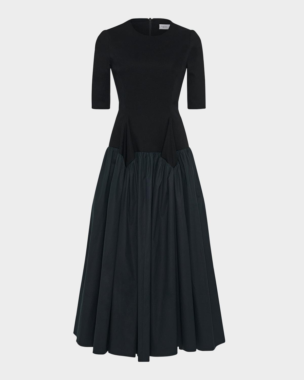 gathered fit-&-flare midi dress