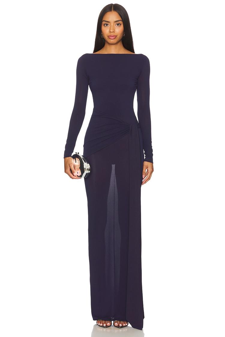 gathered jersey maxi dress