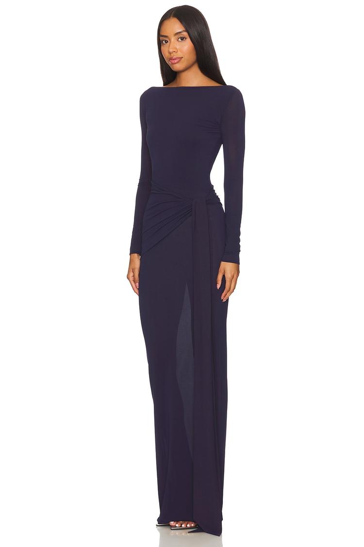 gathered jersey maxi dress