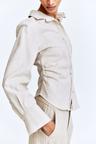 gathered linen-blend shirt