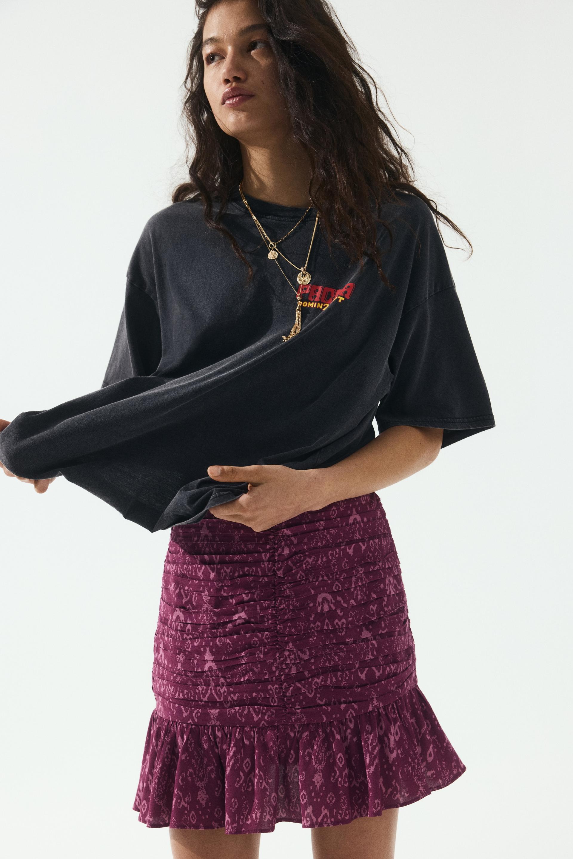 gathered mini skirt