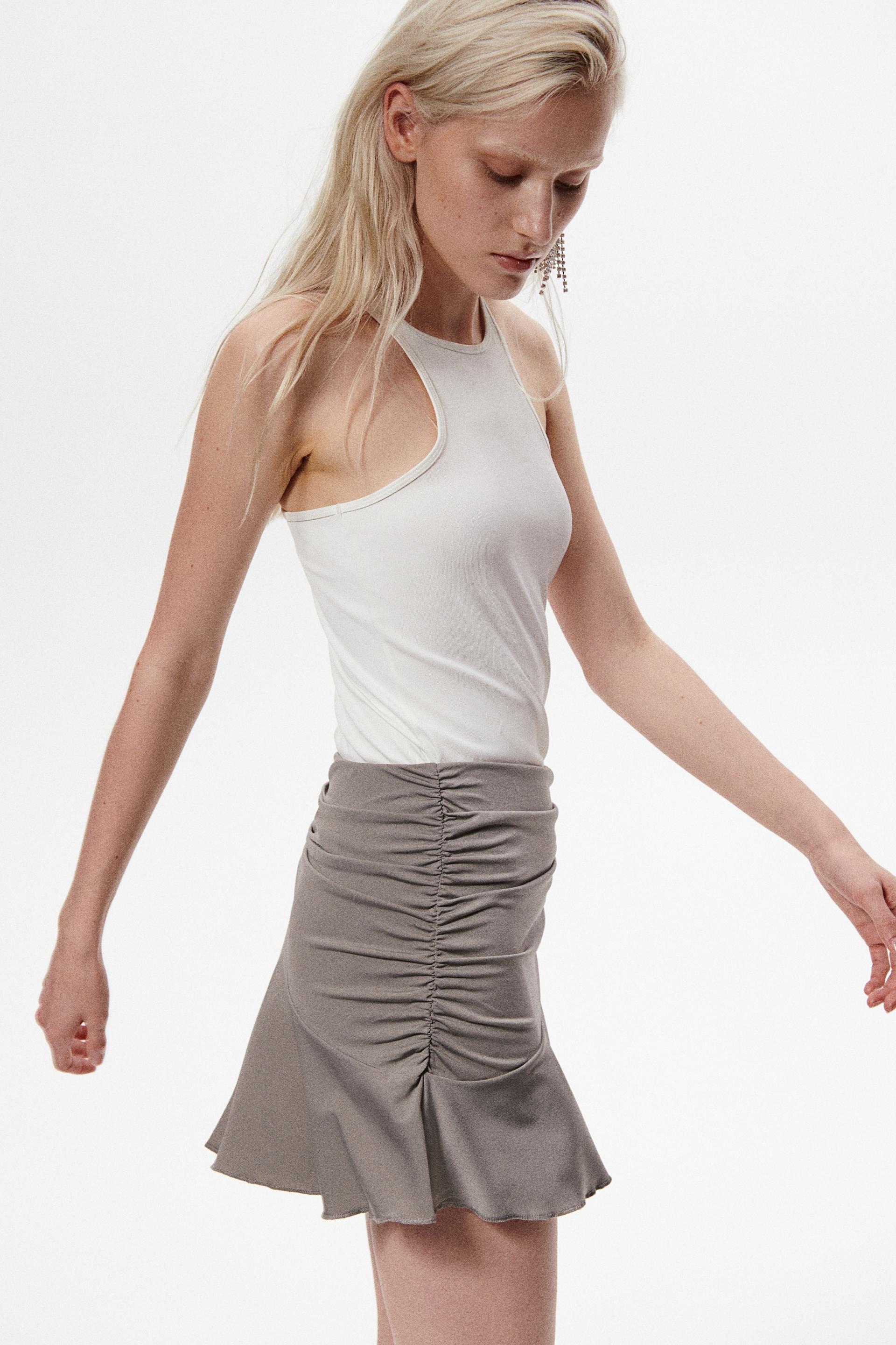 gathered mini skirt
