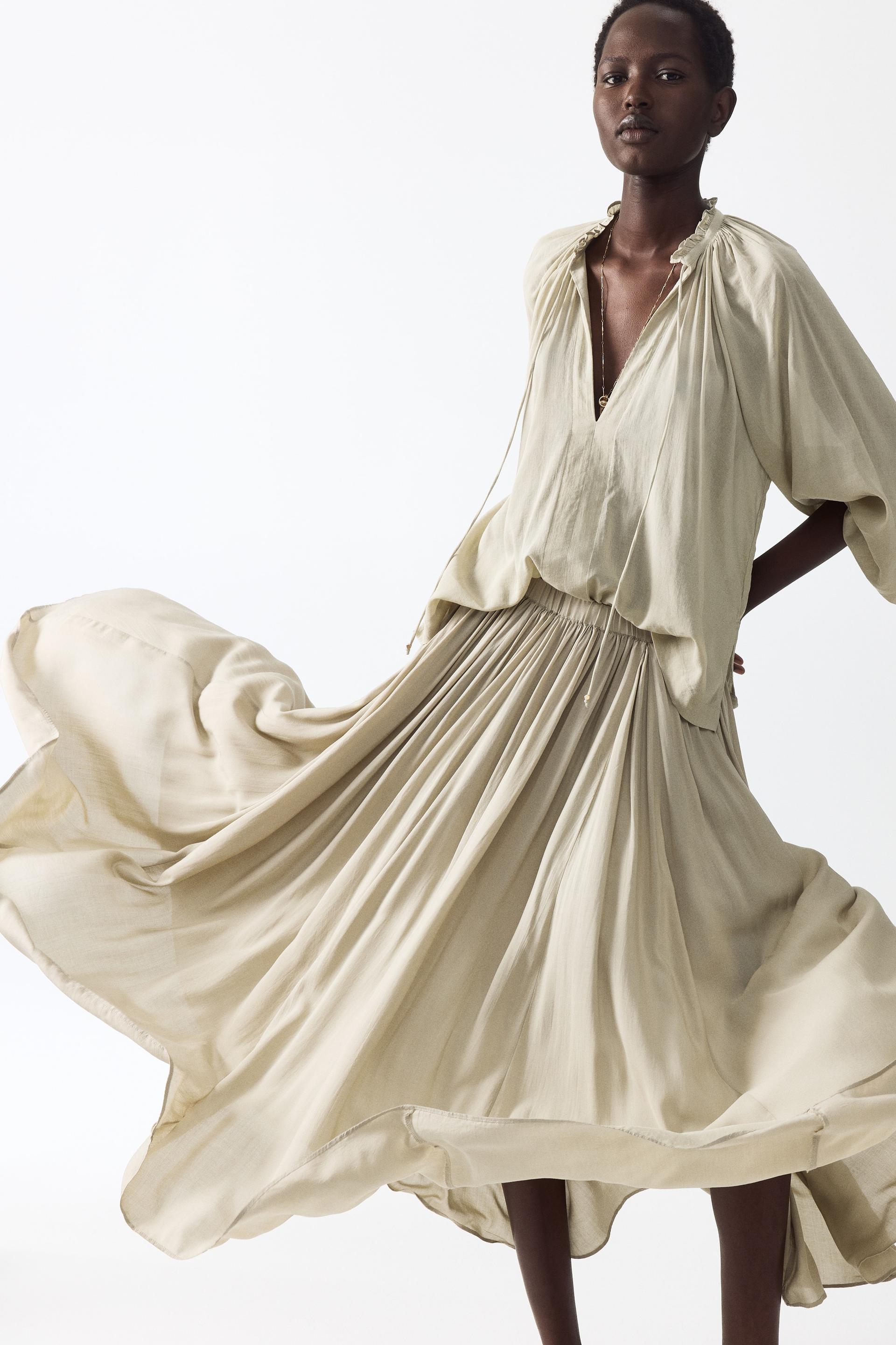 gathered modal skirt