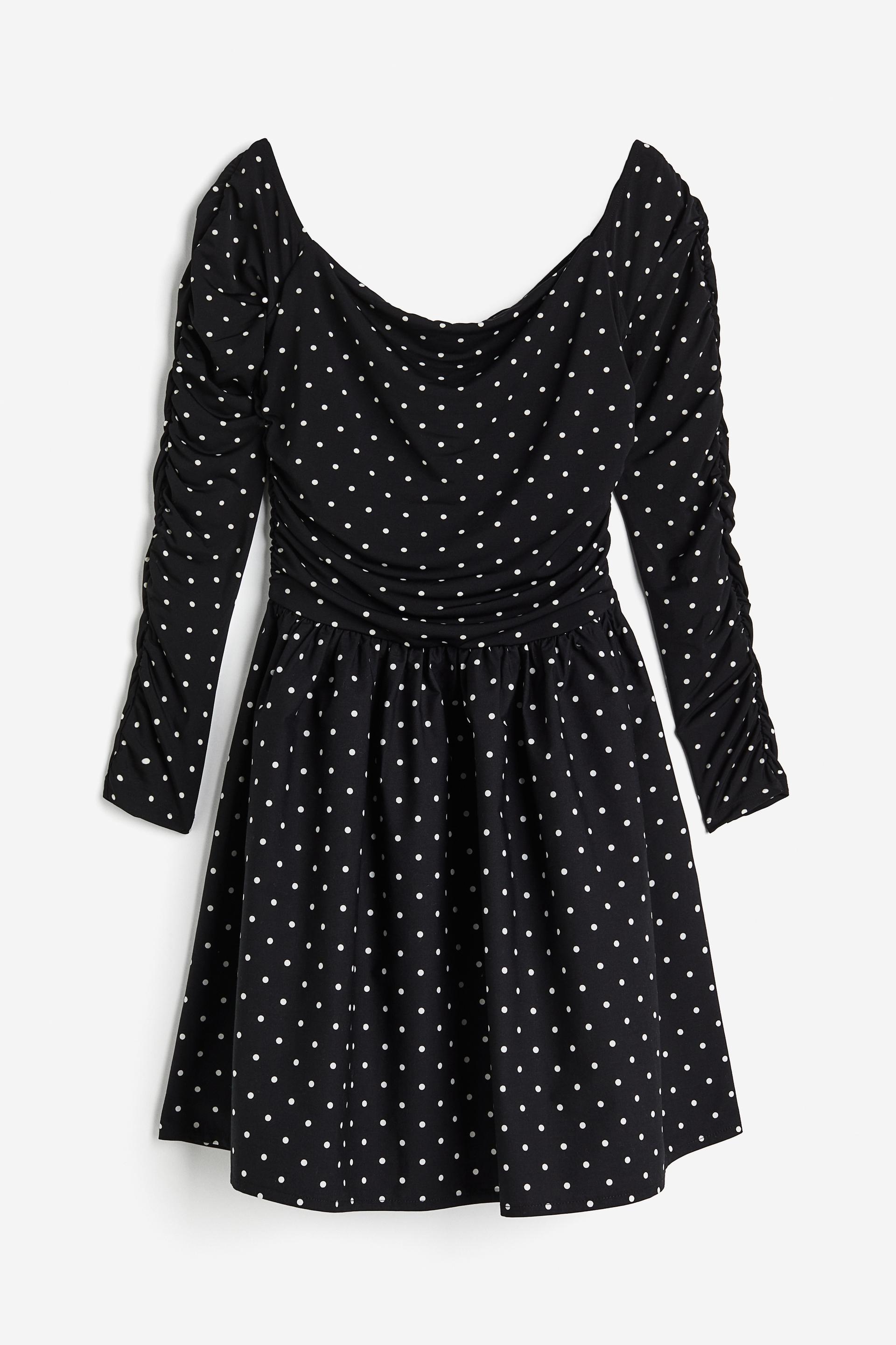 gathered off-the-shoulder dress