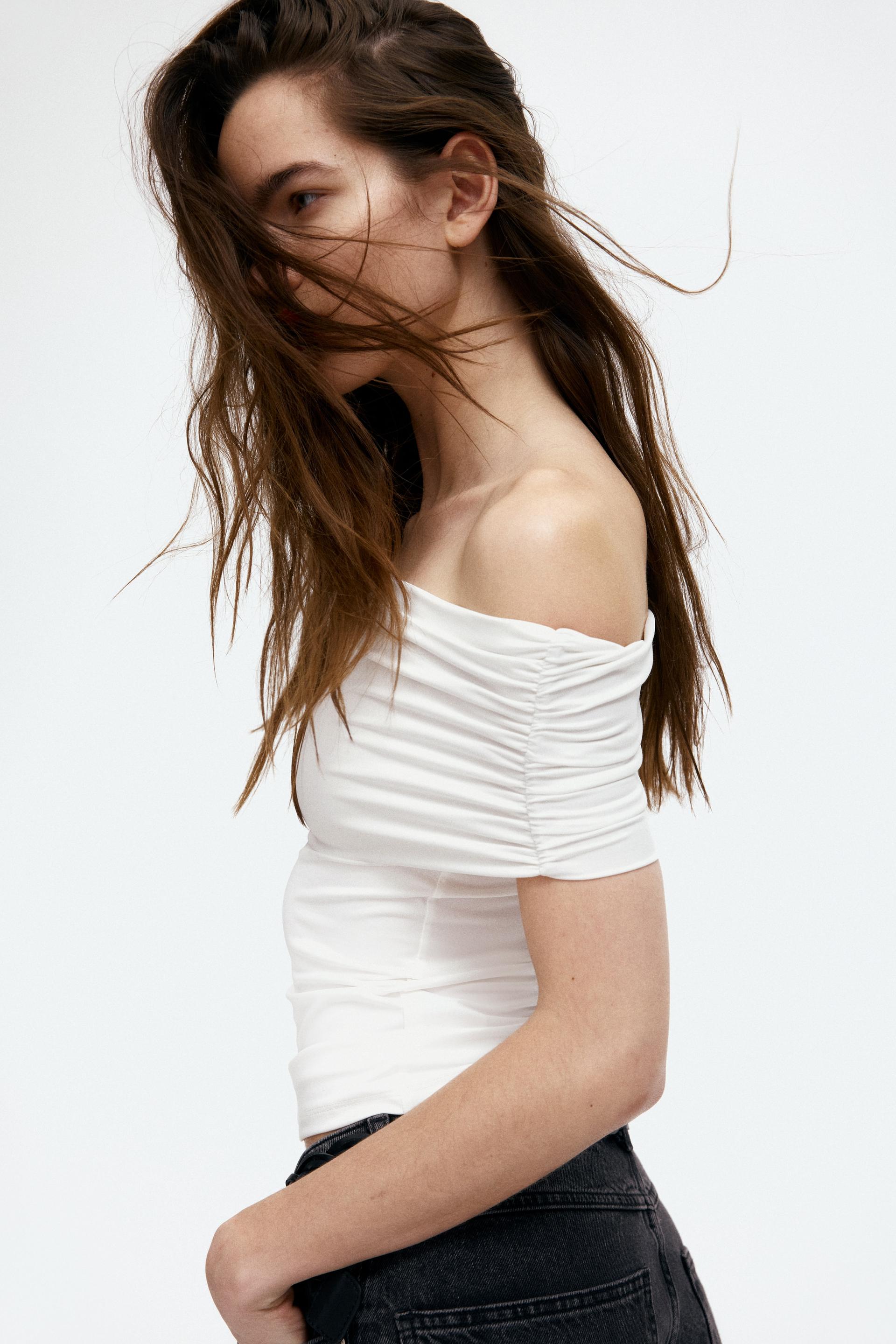 gathered off-the-shoulder top