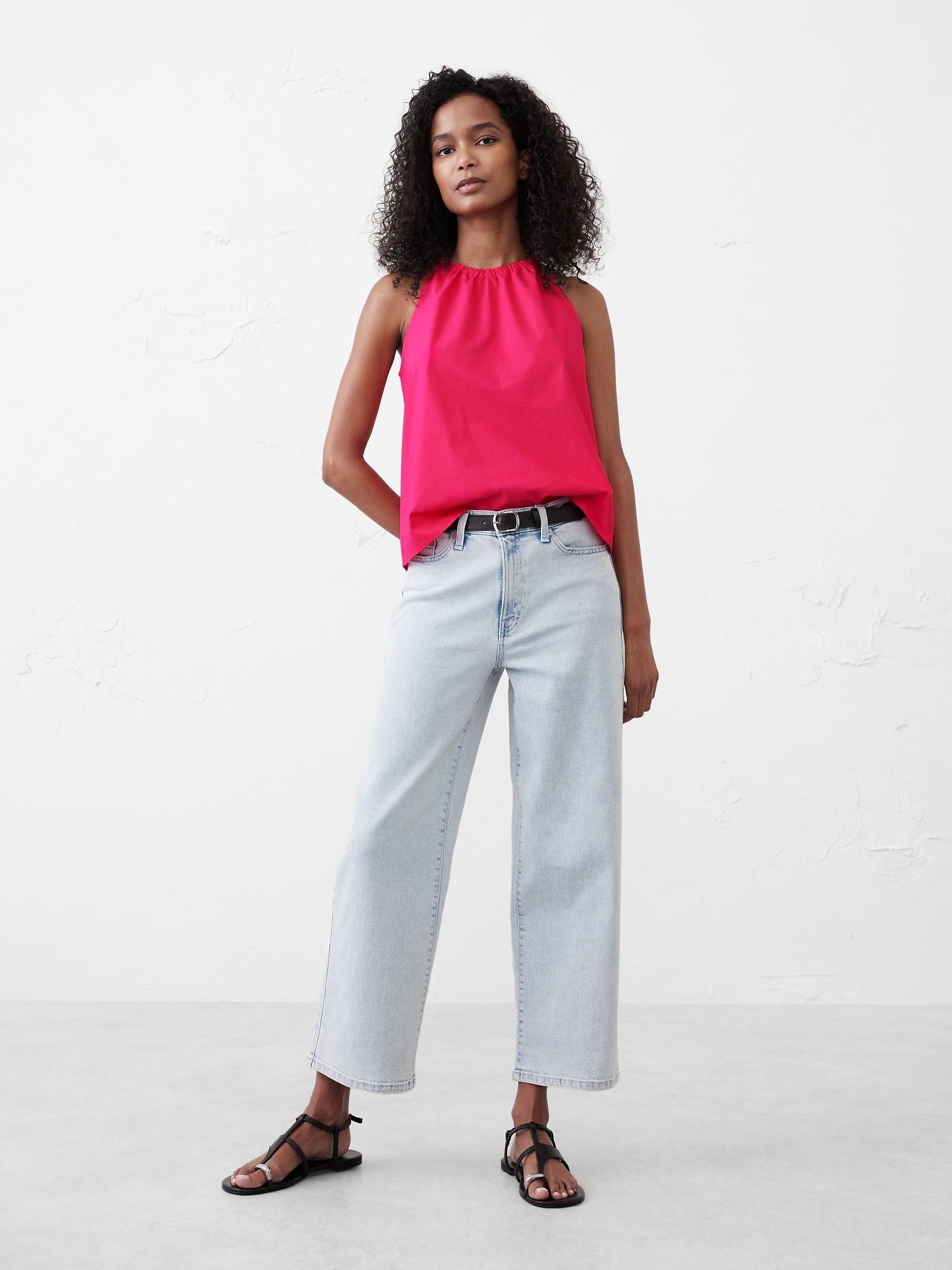 gathered poplin top