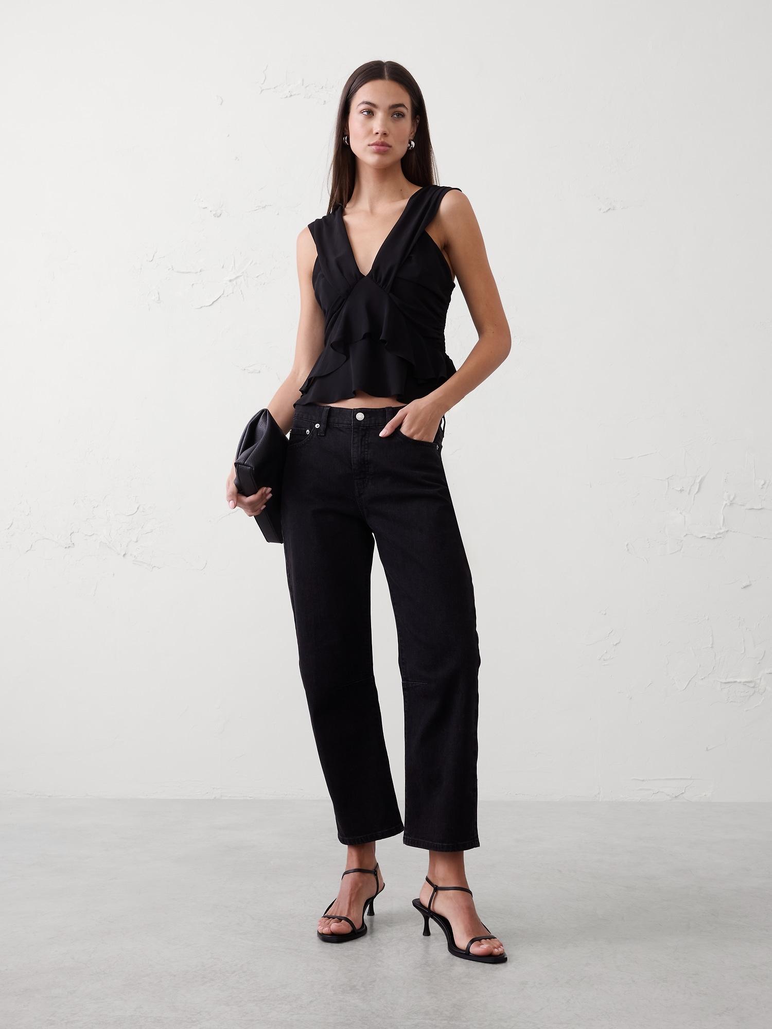 gathered ruffle cropped top