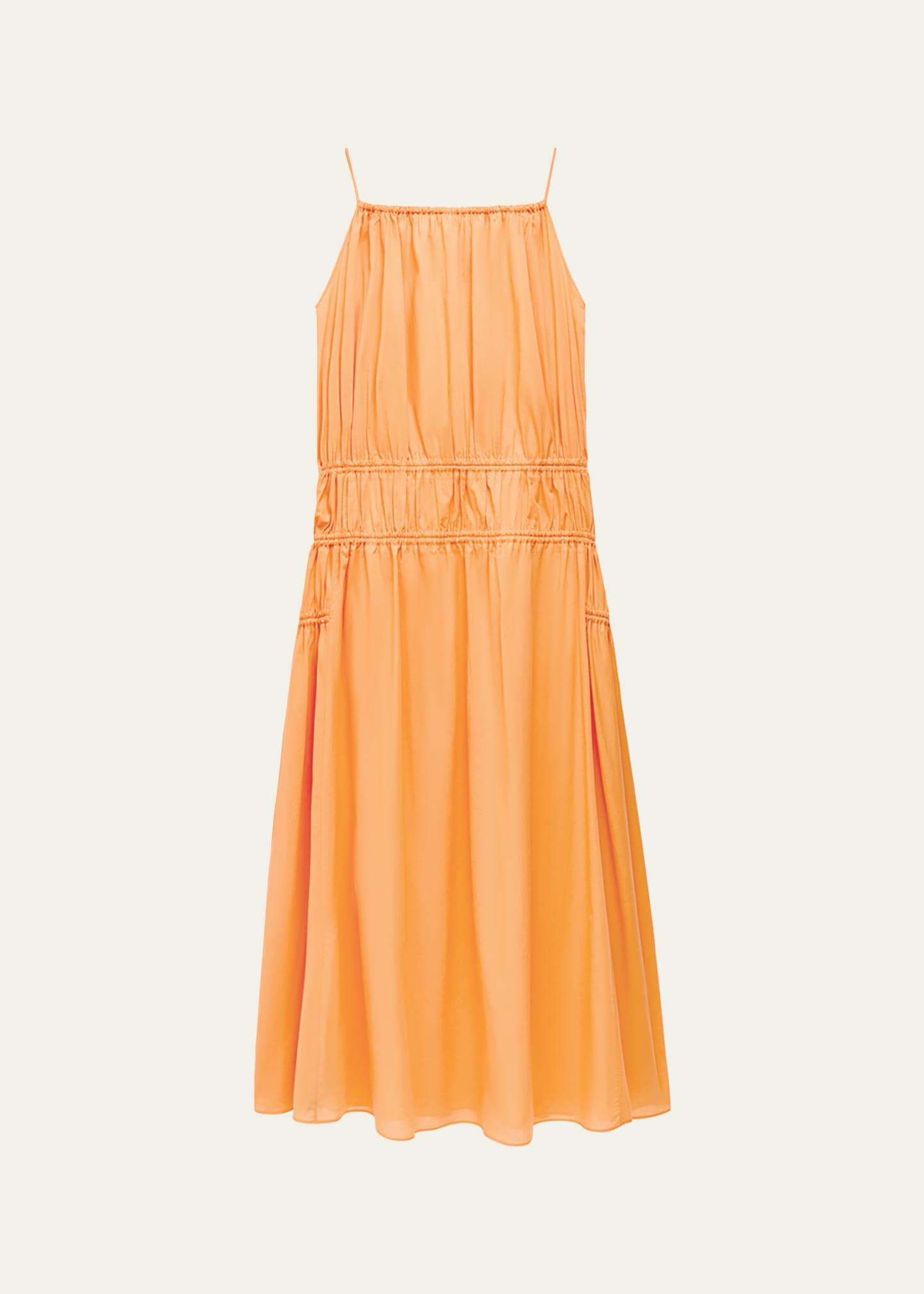 gathered scoop back dress