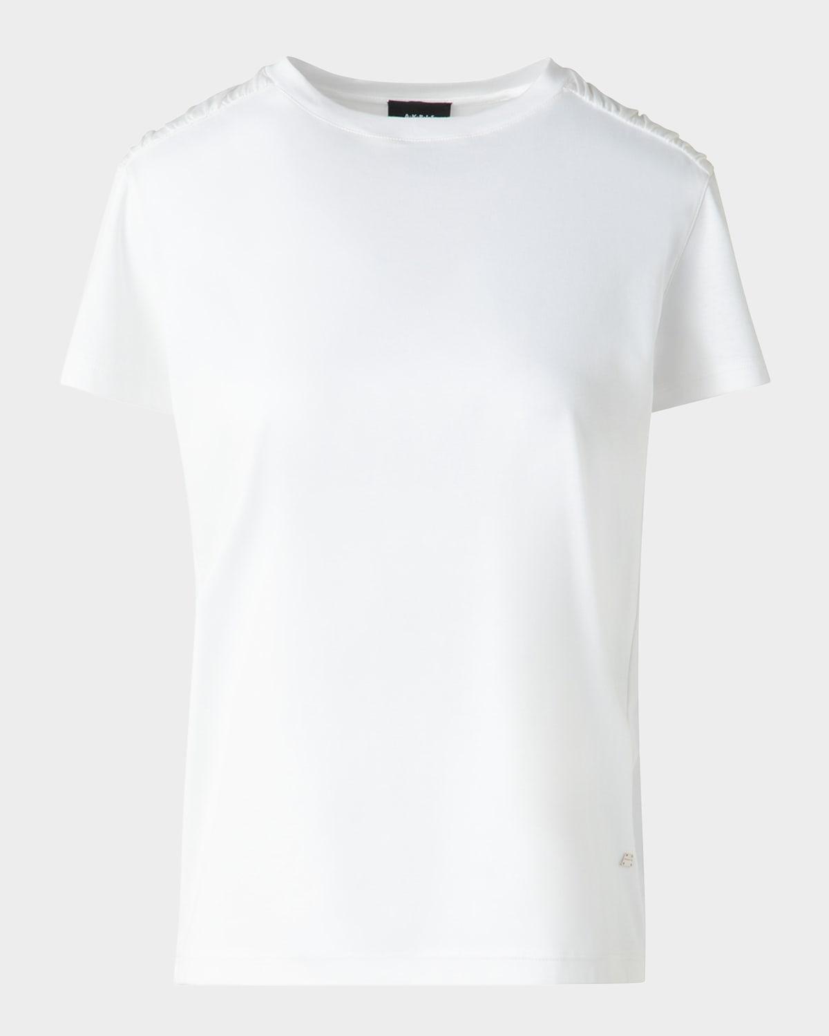 gathered-shoulder cotton jersey t-shirt