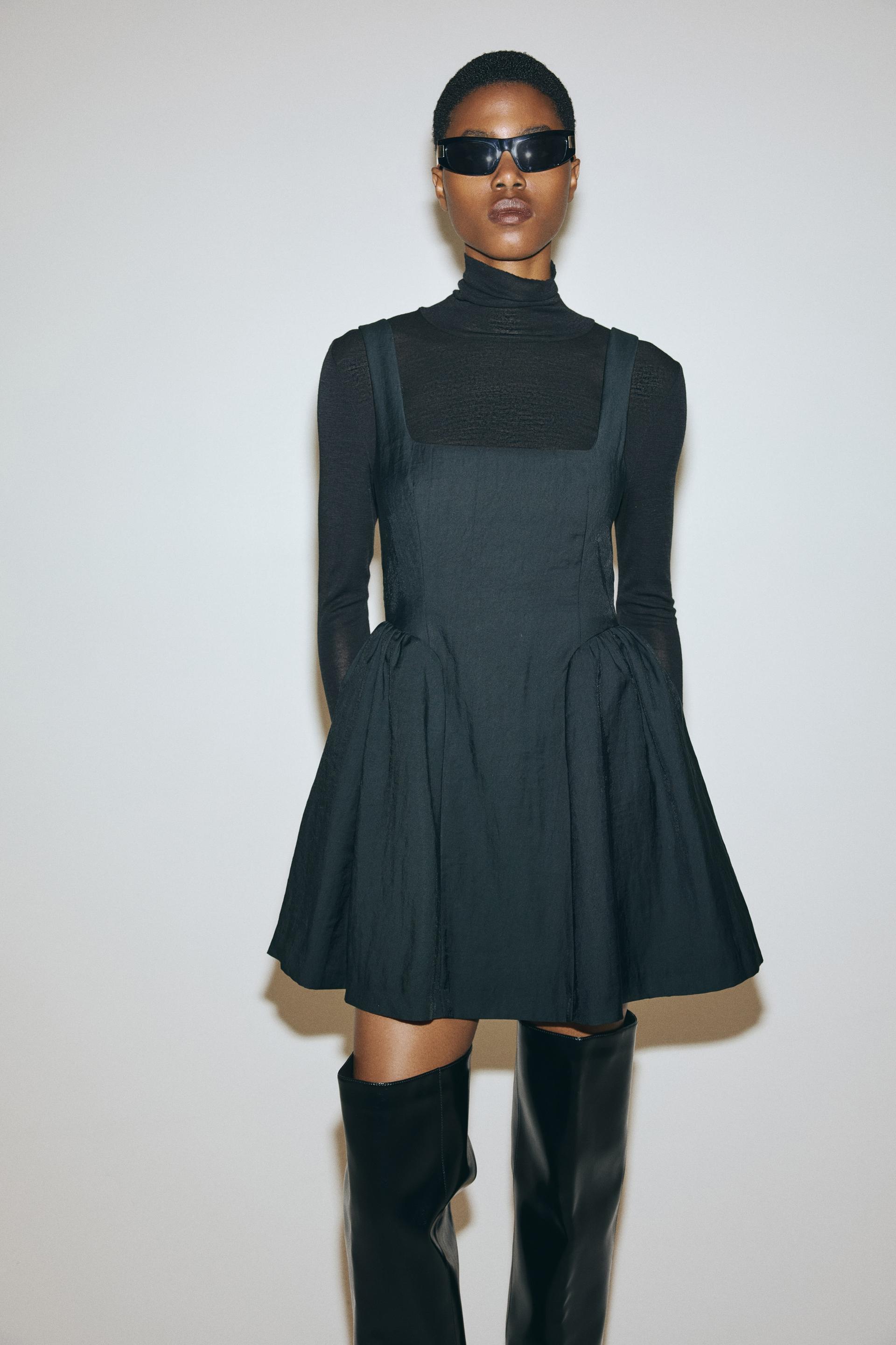 gathered square-neck dress