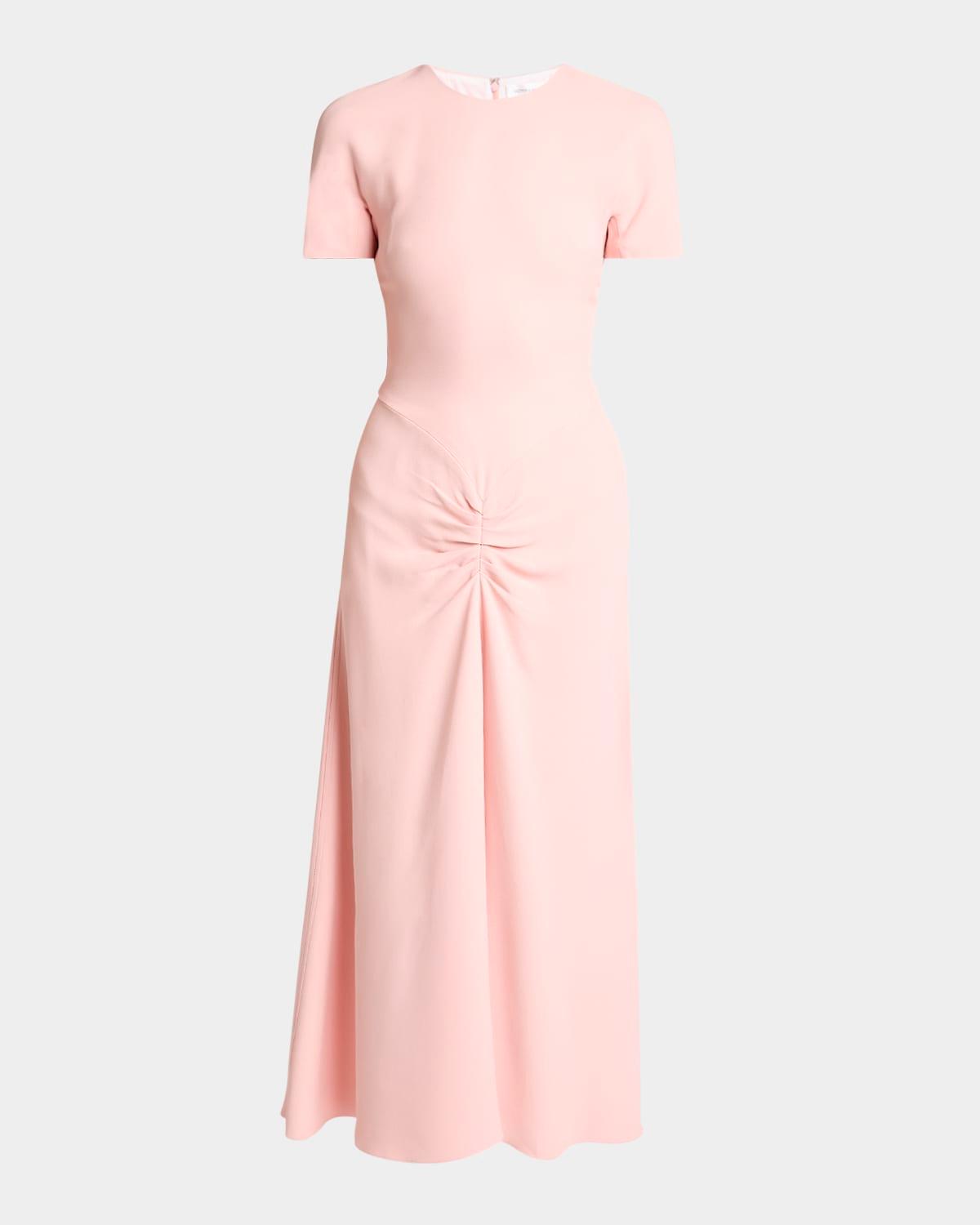 gathered t-shirt midi dress