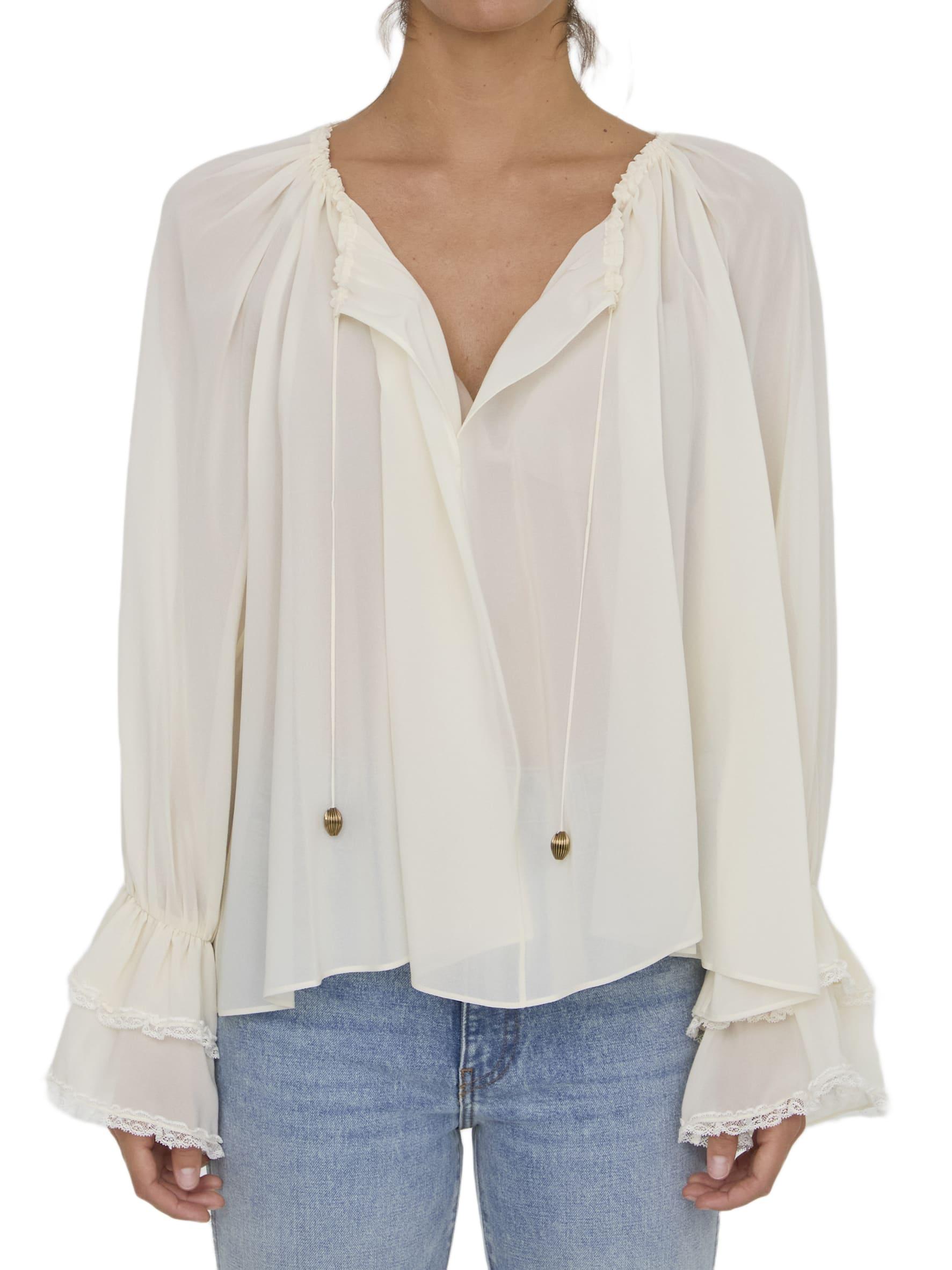 gathered top in silk