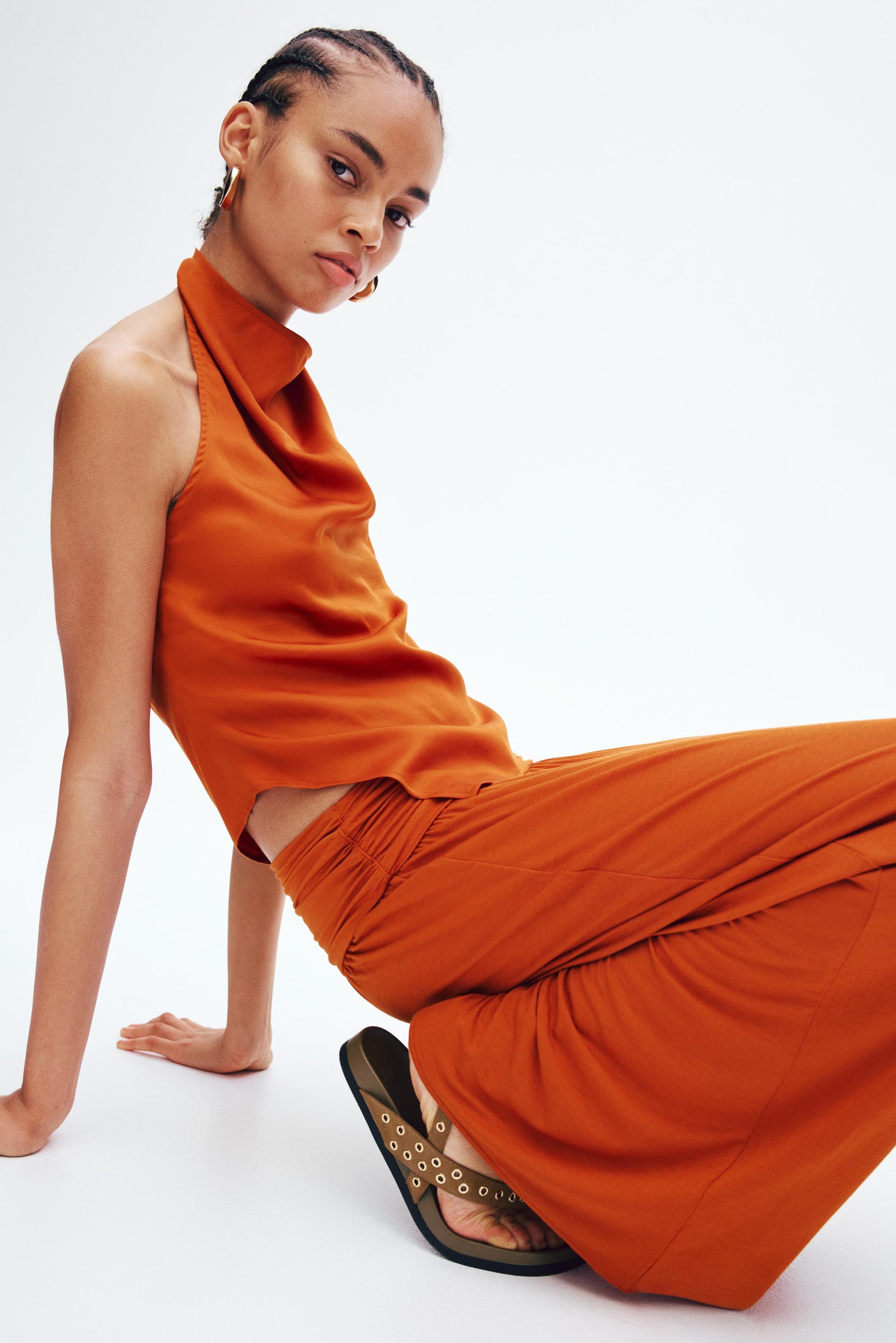 gathered viscose pants