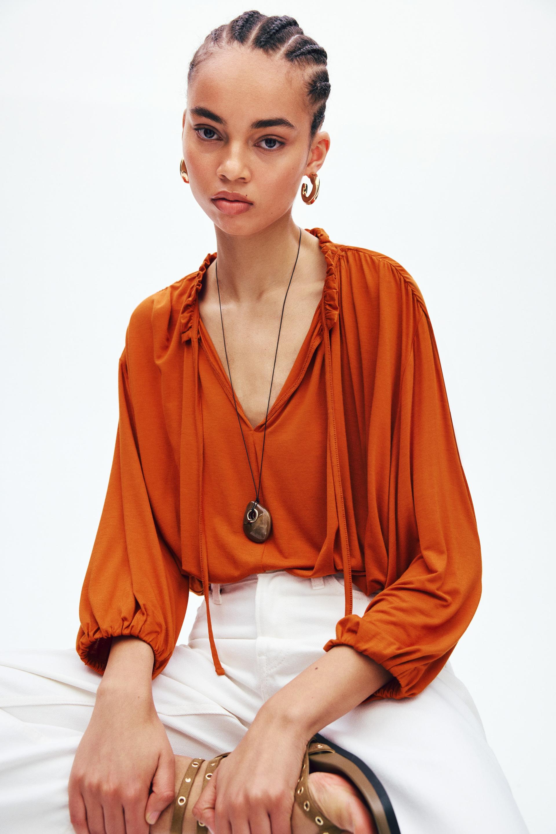 gathered viscose top
