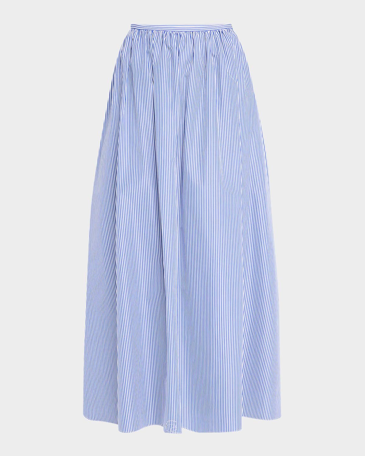 gathered-waist striped skirt