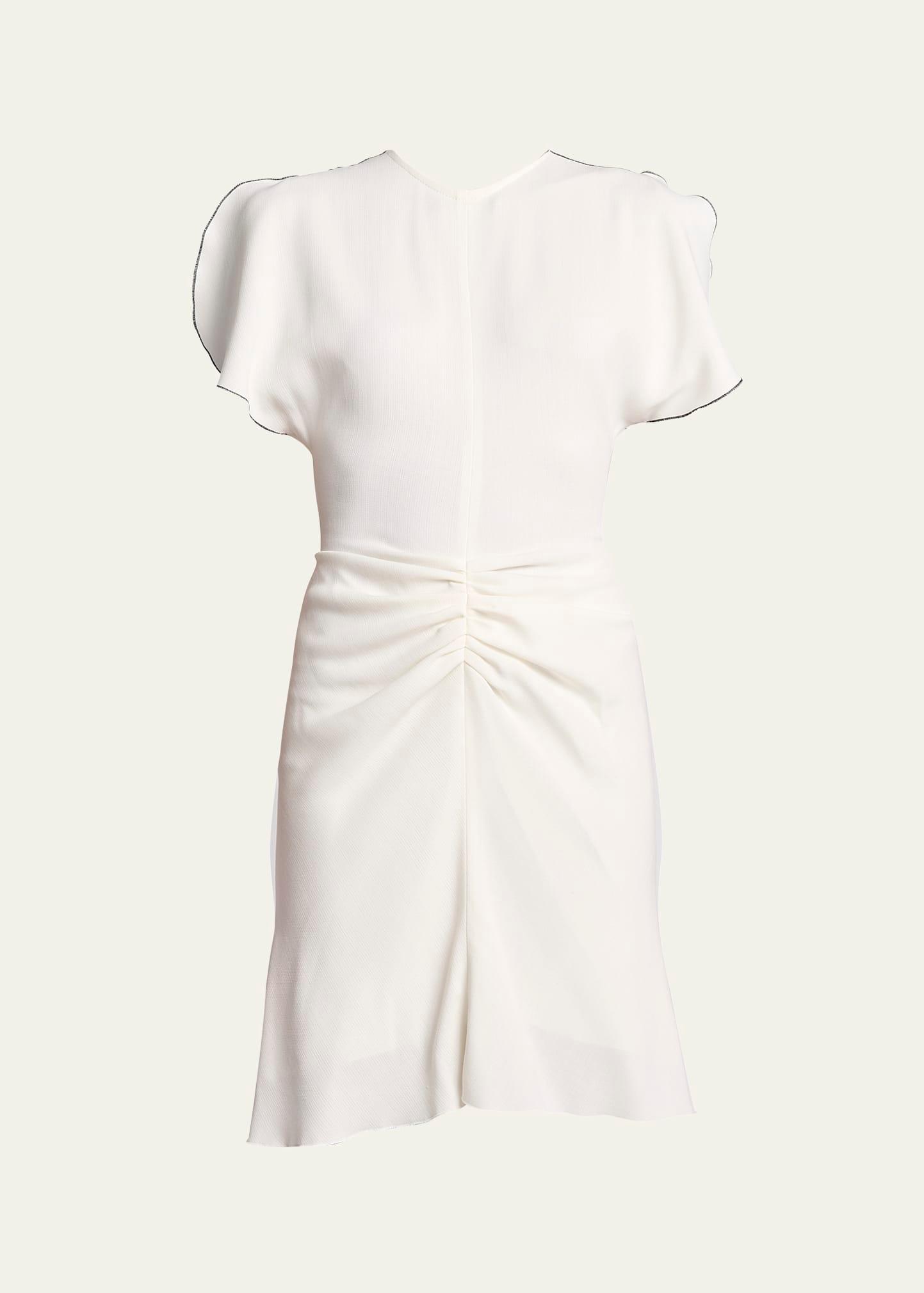 gathered waist wool mini dress
